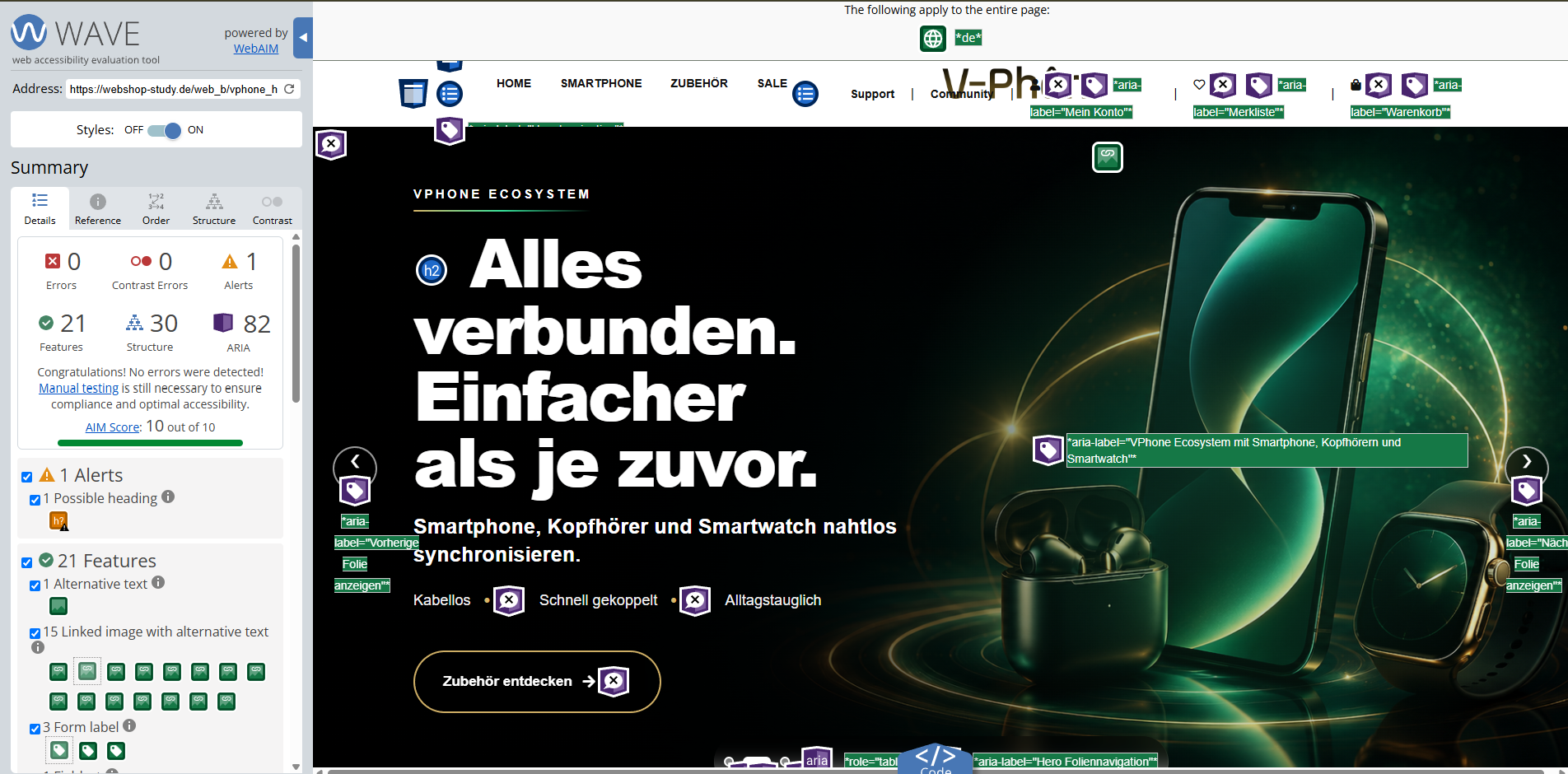 WCAG-orientiert optimierte Website B