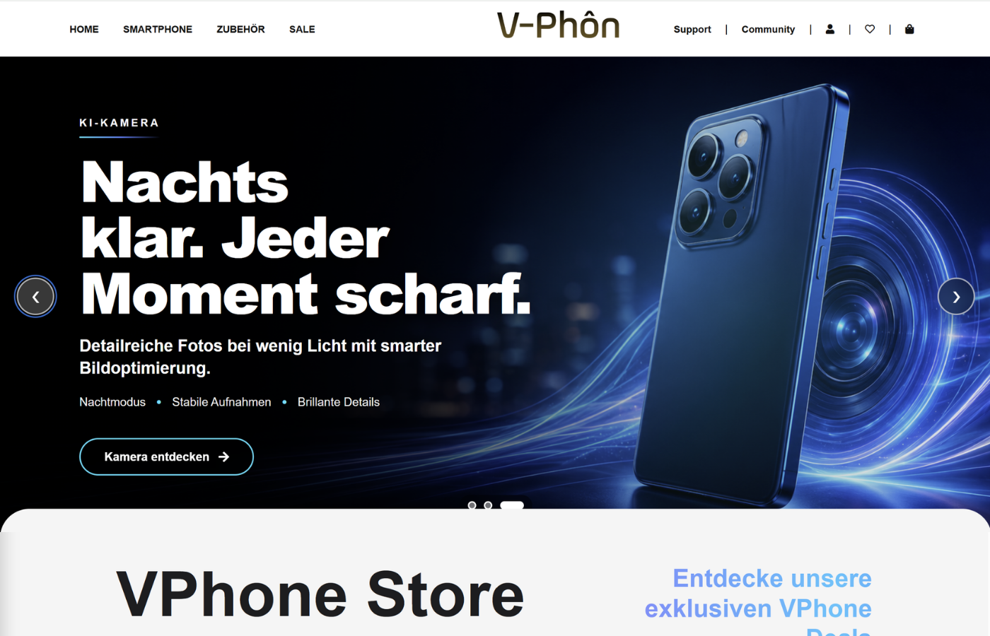 Screenshot der teilweise WCAG-konformen Website A